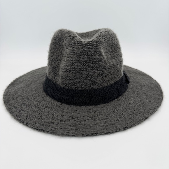 JUNE 21 Fedora Hat OS Charcoal Sweater Knit Pinched Crown Packable Casual - Picture 1 of 14